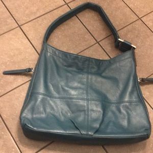 Deep teal leather handbag